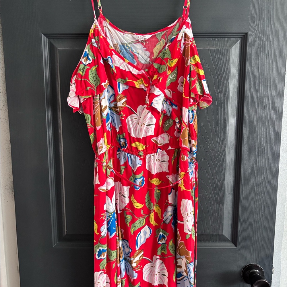 Candie's Red Floral Asymmetrical Dress